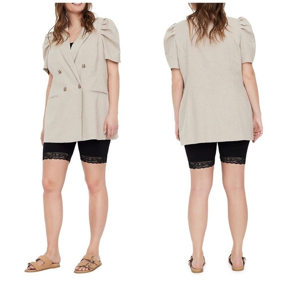 NEW Vero Moda Plus Size Eysia Short Puffed-Sleeve Blazer - Picture 2 of 11